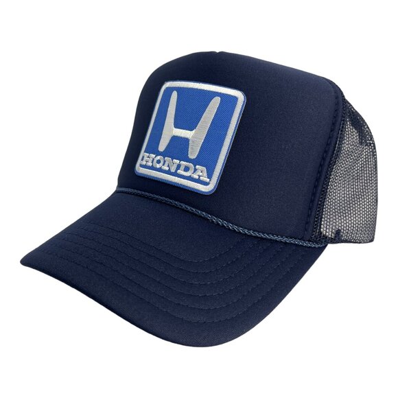 VINTAGE NEW HONDA MOTORS RACING BLUE TRUCKER HAT SNAPBACK ADULT TRENDY - Picture 2 of 3